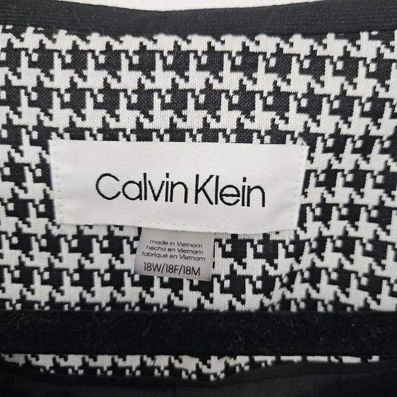 Calvin Klein Elegant Black and White Houndstooth Suit Jacket size 18 - Picture 4 of 12